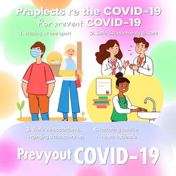 An informative illustration that advocates healthy habits to prevent COVID-19