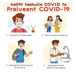 An informative illustration that advocates healthy habits to prevent COVID-19