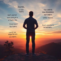 An inspiring motivational scene that embodies the journey of personal growth and commitment to good habits