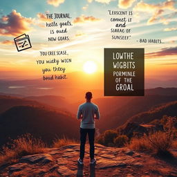 An inspiring motivational scene that embodies the journey of personal growth and commitment to good habits