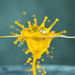 A highly realistic depiction of a vibrant yellow splash directed towards the viewer, as if splashing onto the screen