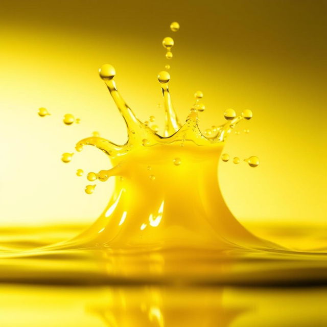 A highly realistic depiction of a vibrant yellow splash directed towards the viewer, as if splashing onto the screen