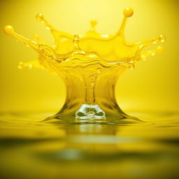 A highly realistic depiction of a vibrant yellow splash directed towards the viewer, as if splashing onto the screen