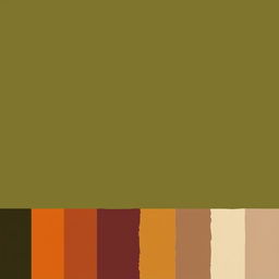 A visually appealing color palette featuring a harmonious blend of the following colors: Olive Green, Taupe, Burnt Orange, Brown, Rust, Mustard, Terracotta, Cream, Forest Green, Charcoal, Sienna, Camel, Burgundy, Stone Grey, and Warm Beige