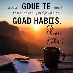 An inspiring and motivational image that embodies the themes of focusing on goals, good habits, and overcoming bad habits