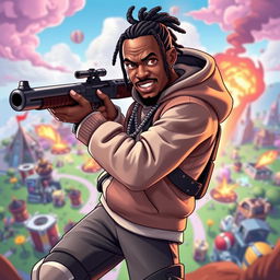 A dynamic and eye-catching YouTube thumbnail featuring Travis Scott in a stylized art style