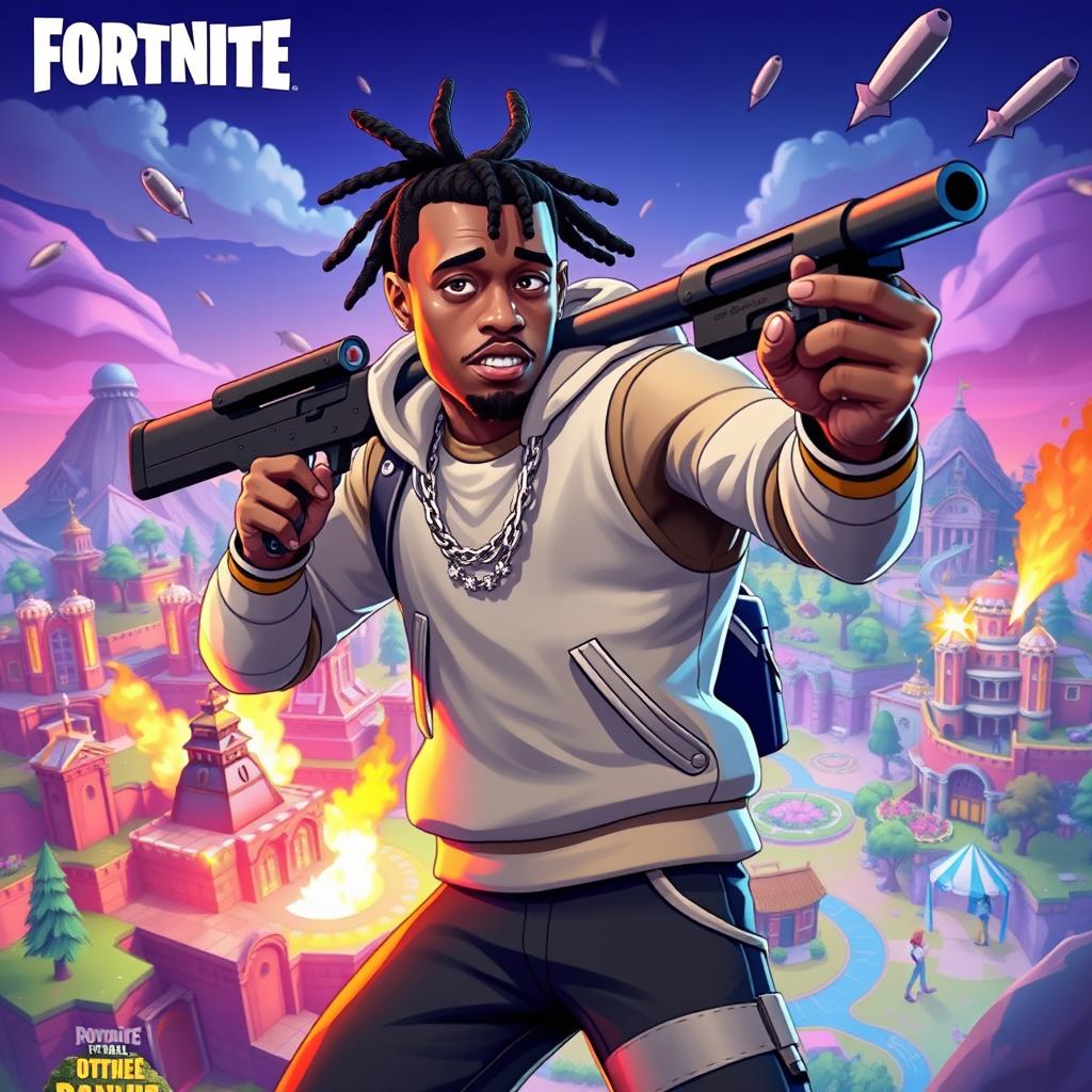 A dynamic and eye-catching YouTube thumbnail featuring Travis Scott in a stylized art style
