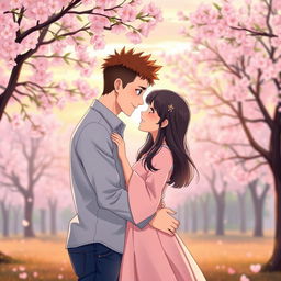 A romantic and heartwarming scene depicting a loving husband and wife in an anime style