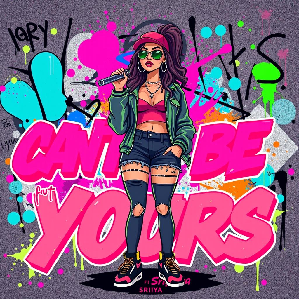 A vibrant and eye-catching rap song thumbnail featuring the title "Can't be yours ft