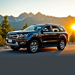 A stunningly beautiful photograph of a Ford Endeavour SUV, showcasing its sleek and modern design