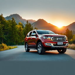 A stunningly beautiful photograph of a Ford Endeavour SUV, showcasing its sleek and modern design