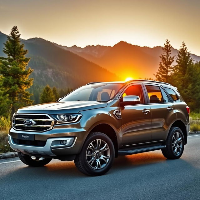 A stunningly beautiful photograph of a Ford Endeavour SUV, showcasing its sleek and modern design