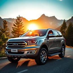 A stunningly beautiful photograph of a Ford Endeavour SUV, showcasing its sleek and modern design
