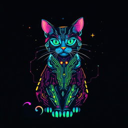 A stunning design for a unisex heavy cotton tee featuring a futuristic cyber cat