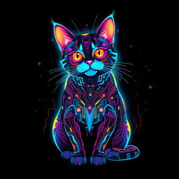 A stunning design for a unisex heavy cotton tee featuring a futuristic cyber cat