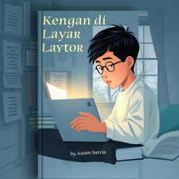 A captivating book cover that illustrates a student immersed in online learning during the COVID-19 pandemic