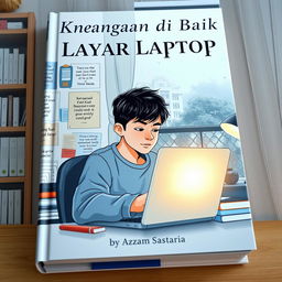 A captivating book cover that illustrates a student immersed in online learning during the COVID-19 pandemic