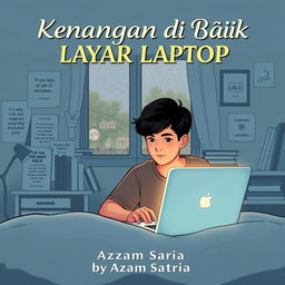 A captivating book cover that illustrates a student immersed in online learning during the COVID-19 pandemic
