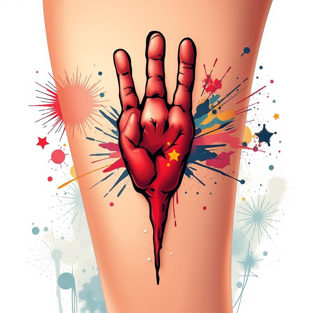 A striking and unforgettable illustration of a birthmark shaped like an icon of rebellion, artistically designed to resemble a symbol of freedom and defiance