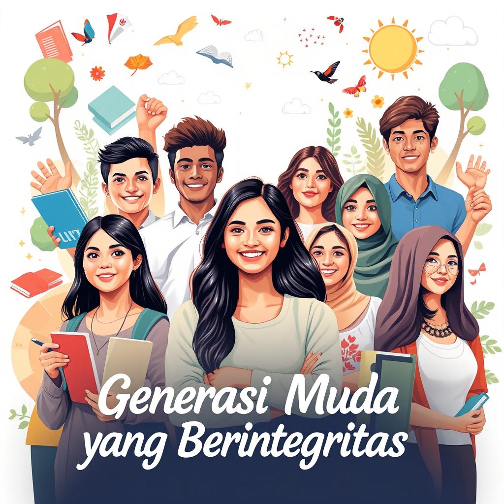 A vibrant and inspiring national poster celebrating the theme of youth with morals and integrity