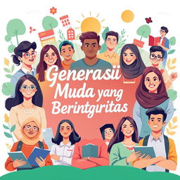 A vibrant and inspiring national poster celebrating the theme of youth with morals and integrity