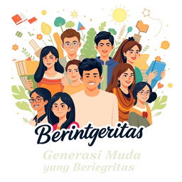 A vibrant and inspiring national poster celebrating the theme of youth with morals and integrity