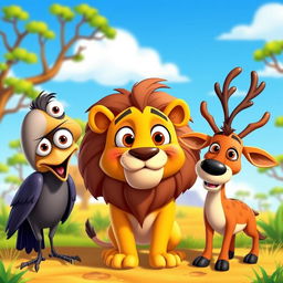 A colorful and humorous cartoon-style YouTube thumbnail featuring a cartoon lion in the center with a goofy expression