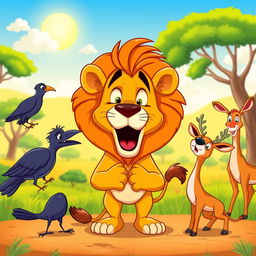 A vibrant and humorous cartoon-style YouTube thumbnail depicting a lion in the center, comically proposing to a lioness right in front of him with an exaggerated romantic expression