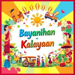A vibrant poster showcasing the rich cultural heritage of the Philippines featuring traditional elements