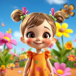 An animated image of a young girl, depicted with a vibrant and whimsical style