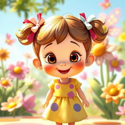 An animated image of a young girl, depicted with a vibrant and whimsical style