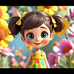 An animated image of a young girl, depicted with a vibrant and whimsical style