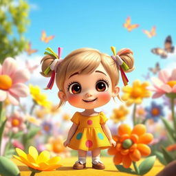 An animated image of a young girl, depicted with a vibrant and whimsical style