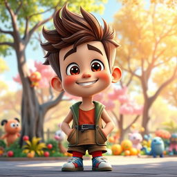 An animated image of a tall young boy, depicted with a vibrant and playful style