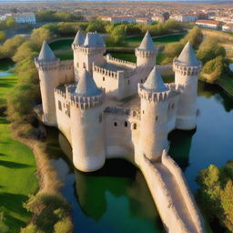 An award-winning, highest quality, original shot, documentary photo of a magnificent 14th century Spanish castle