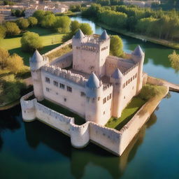 An award-winning, highest quality, original shot, documentary photo of a magnificent 14th century Spanish castle