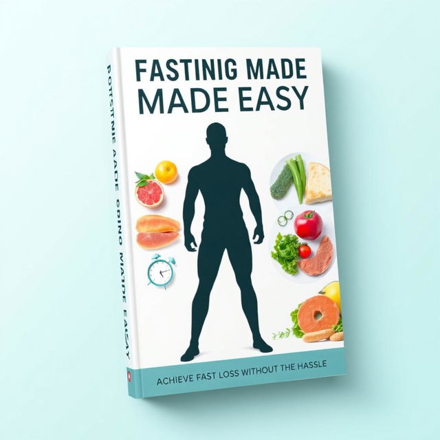 The book cover design for 'Fasting Made Easy: Achieve Fast Fat Loss Without the Hassle' features a clean and modern aesthetic that reflects an approachable and effective take on fasting