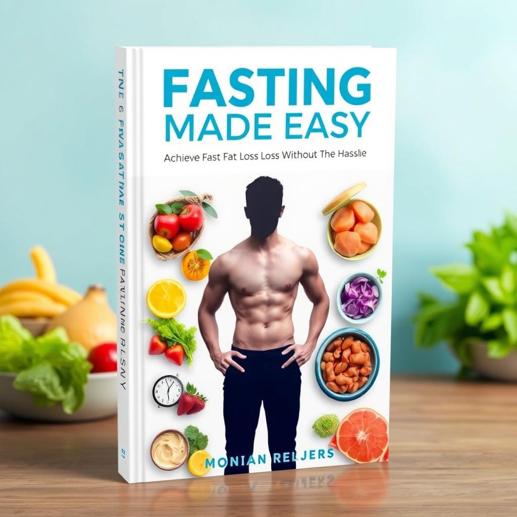 The book cover design for 'Fasting Made Easy: Achieve Fast Fat Loss Without the Hassle' features a clean and modern aesthetic that reflects an approachable and effective take on fasting