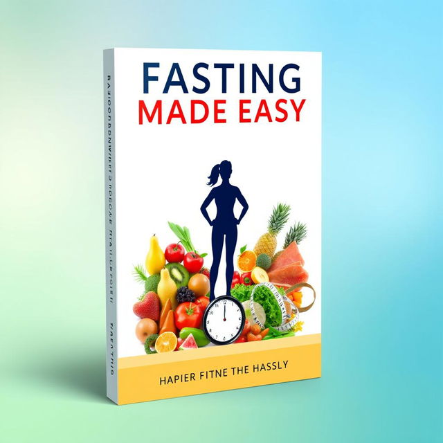 The book cover design for 'Fasting Made Easy: Achieve Fast Fat Loss Without the Hassle' features a clean and inviting layout that captures the essence of simplicity and wellness