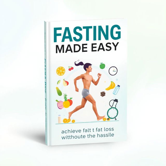 The book cover design for 'Fasting Made Easy: Achieve Fast Fat Loss Without the Hassle' showcases a modern and inviting aesthetic that underscores the simplicity of fasting for weight loss