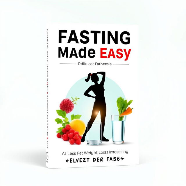 The book cover design for 'Fasting Made Easy: Achieve Fast Fat Loss Without the Hassle' showcases a minimalist yet striking look that resonates with the theme of effortless weight loss
