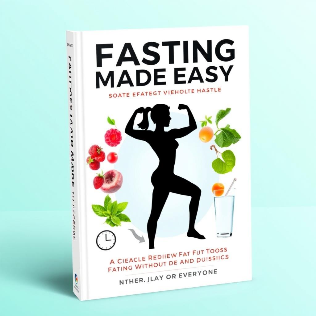 The book cover design for 'Fasting Made Easy: Achieve Fast Fat Loss Without the Hassle' showcases a minimalist yet striking look that resonates with the theme of effortless weight loss