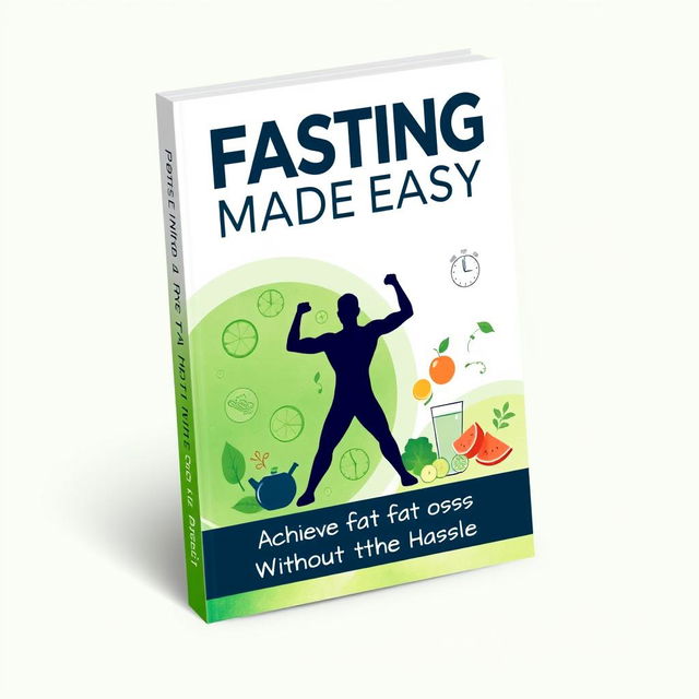 The book cover design for 'Fasting Made Easy: Achieve Fast Fat Loss Without the Hassle' features a vibrant and contemporary aesthetic that highlights the ease and effectiveness of fasting for fat loss