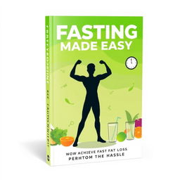The book cover design for 'Fasting Made Easy: Achieve Fast Fat Loss Without the Hassle' features a vibrant and contemporary aesthetic that highlights the ease and effectiveness of fasting for fat loss