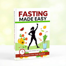 The book cover design for 'Fasting Made Easy: Achieve Fast Fat Loss Without the Hassle' features a vibrant and contemporary aesthetic that highlights the ease and effectiveness of fasting for fat loss