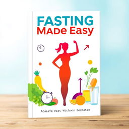 The book cover design for 'Fasting Made Easy: Achieve Fast Fat Loss Without the Hassle' presents a contemporary and engaging aesthetic that reflects the simplicity and effectiveness of fasting