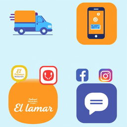 A collection of modern icons representing various digital services offered by 'El Palomar'