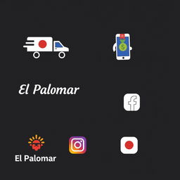 A collection of modern icons representing various digital services offered by 'El Palomar'