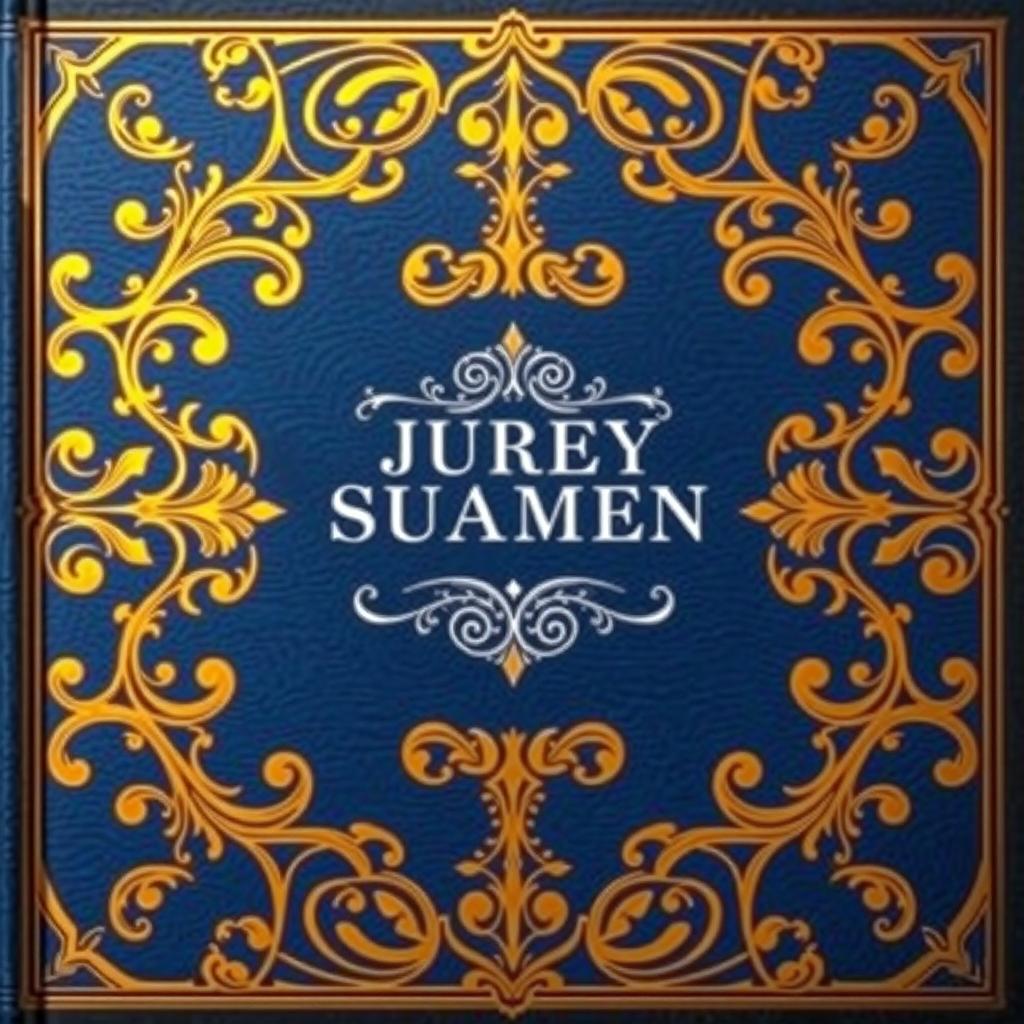 A stunning book cover design featuring a deep blue background, with intricate golden patterns swirling across the surface