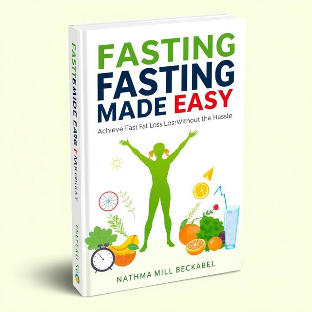 The book cover design for 'Fasting Made Easy: Achieve Fast Fat Loss Without the Hassle' features a clean and modern aesthetic that captures the essence of straightforward weight loss